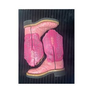 Lucchese 2000 T1503.HD Women’s Full Quill Ostrich Saddle Vamps Pink Boots 5.5